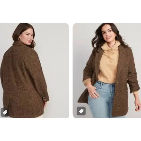 Old Navy Womens Long Sleeve Notch Collared Oversized Suit Blazer Brown Sz 2XL - Picture 2 of 16